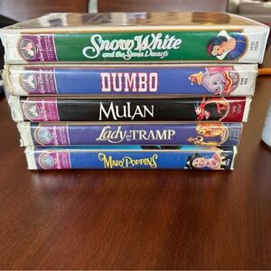 Disneys Masterpiece Collection Vintage VHS Tapes Qty 5 total as Shown in photo